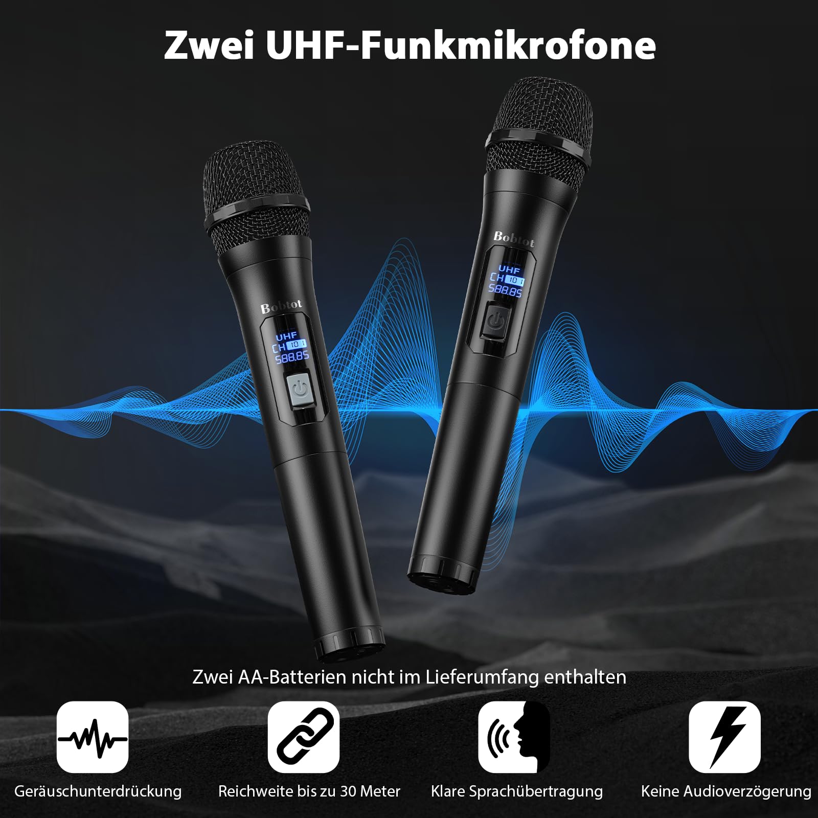 Karaoke Maschine für Erwachsene mit 2 kabellosen Mikrofonen, tragbarer Bluetooth-Lautsprecher mit Stereo-Kopplung, Bassregelung, LED-Beleuchtung und Unterstützung für FM/USB/AUX | Tragbarer Bluetooth-Lautsprecher mit Bass-Anpassung, LED, unterstützt FM/US