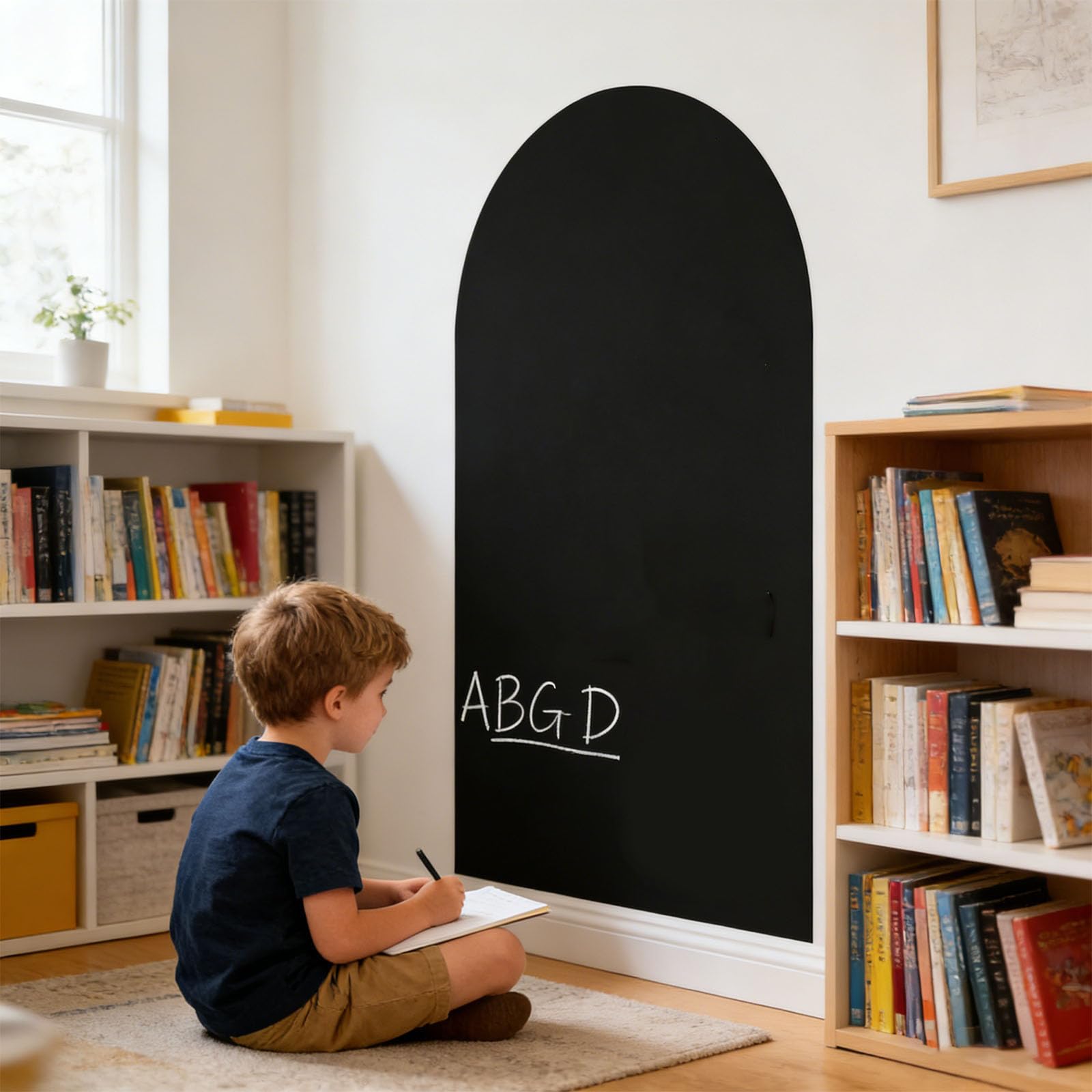 Einfach zu installierendes schwarzes Kreidetafel Wanddesign, geeignet für den Unterricht und die Heimorganisation