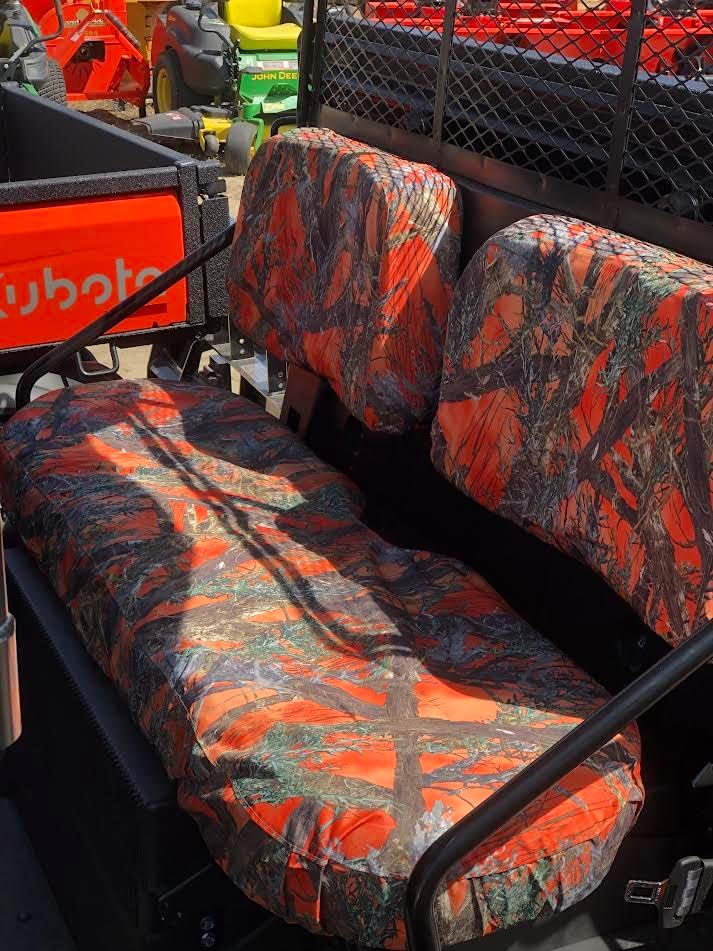 Durafit Seat Covers, for 2015 and Newer Kubota RTV X1140, Seat Covers for Front and Rear Seats Made in Orange Camouflage Waterproof Endura