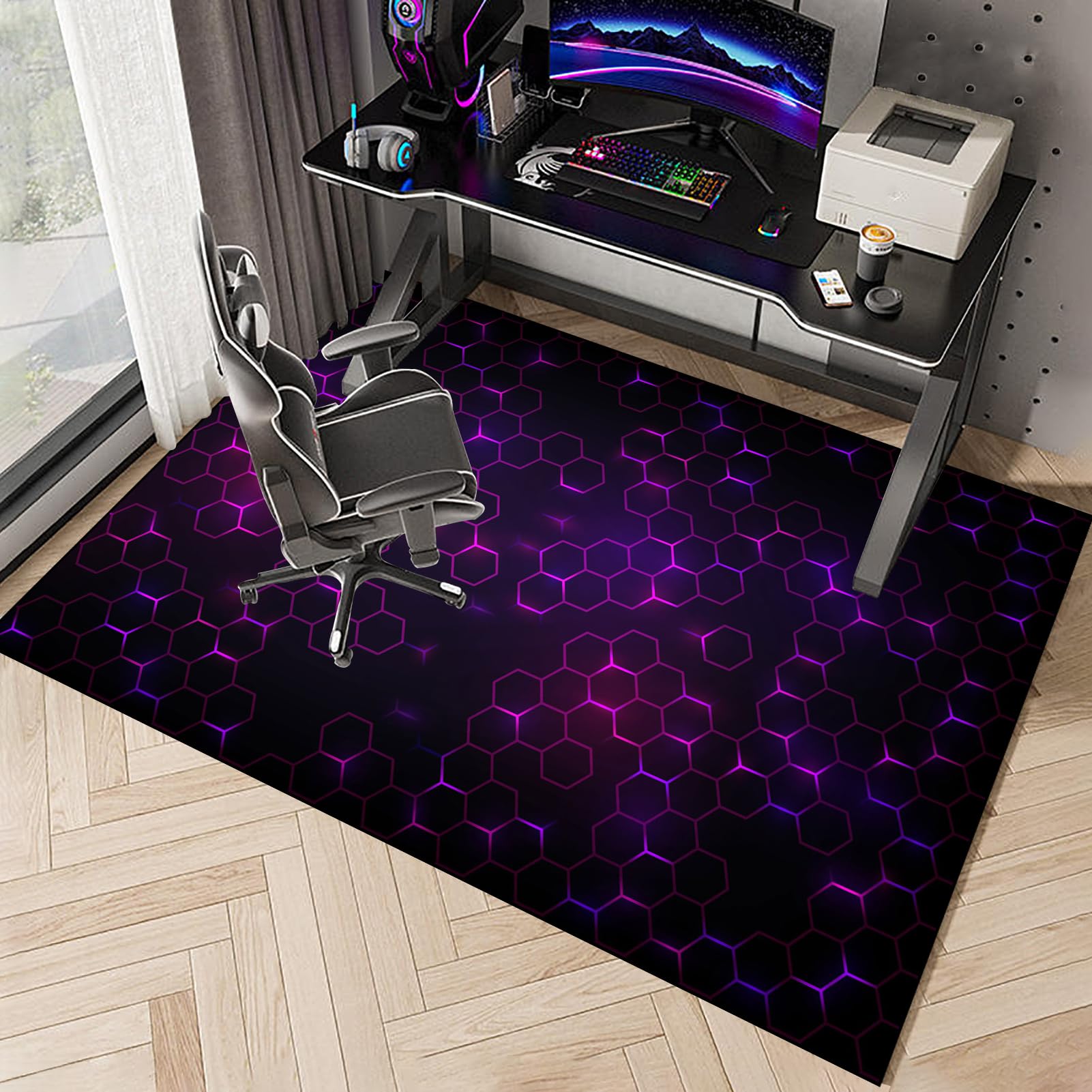 Tappeto Gaming pavimento, Tappetino Salvapavimento Antiscivolo, Tappeto per Sedia Ufficio per per Pavimenti in Legno Duro, Tappetini di Protezione per Pavimento per Parquet e Laminato 150 x 180 cm