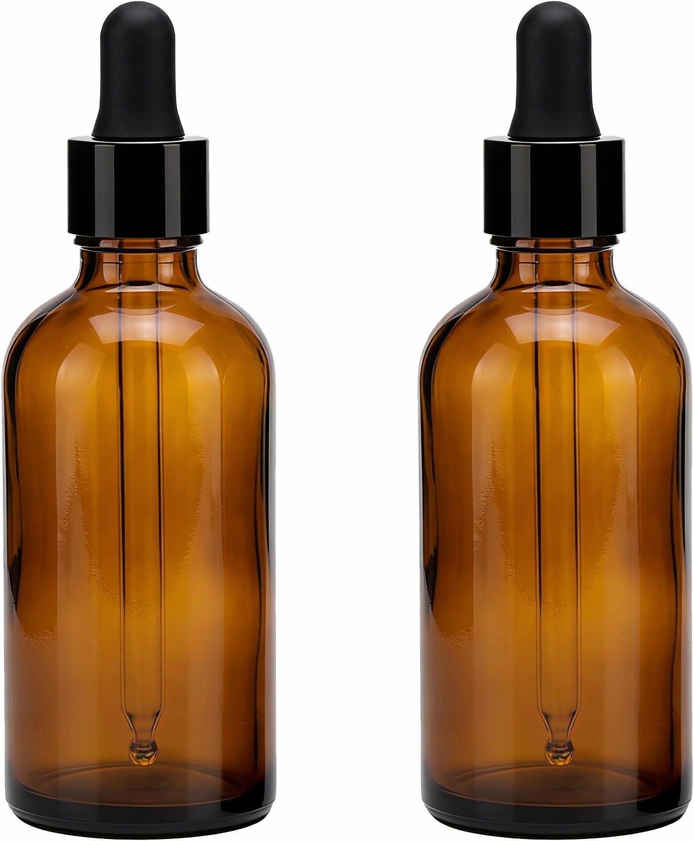 ericotry 2 Pcs 100ml Glass Dropper Bottles Empty Amber Glass Bottle Vial Container with Glass Dropper for Essential Oil Formulas Cosmetics Perfumes & Other Liquids