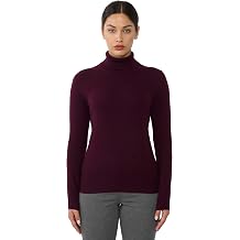 JENNIE LIU 100% Cashmere Turtleneck Sweater for Women, Long Sleeve Pullover