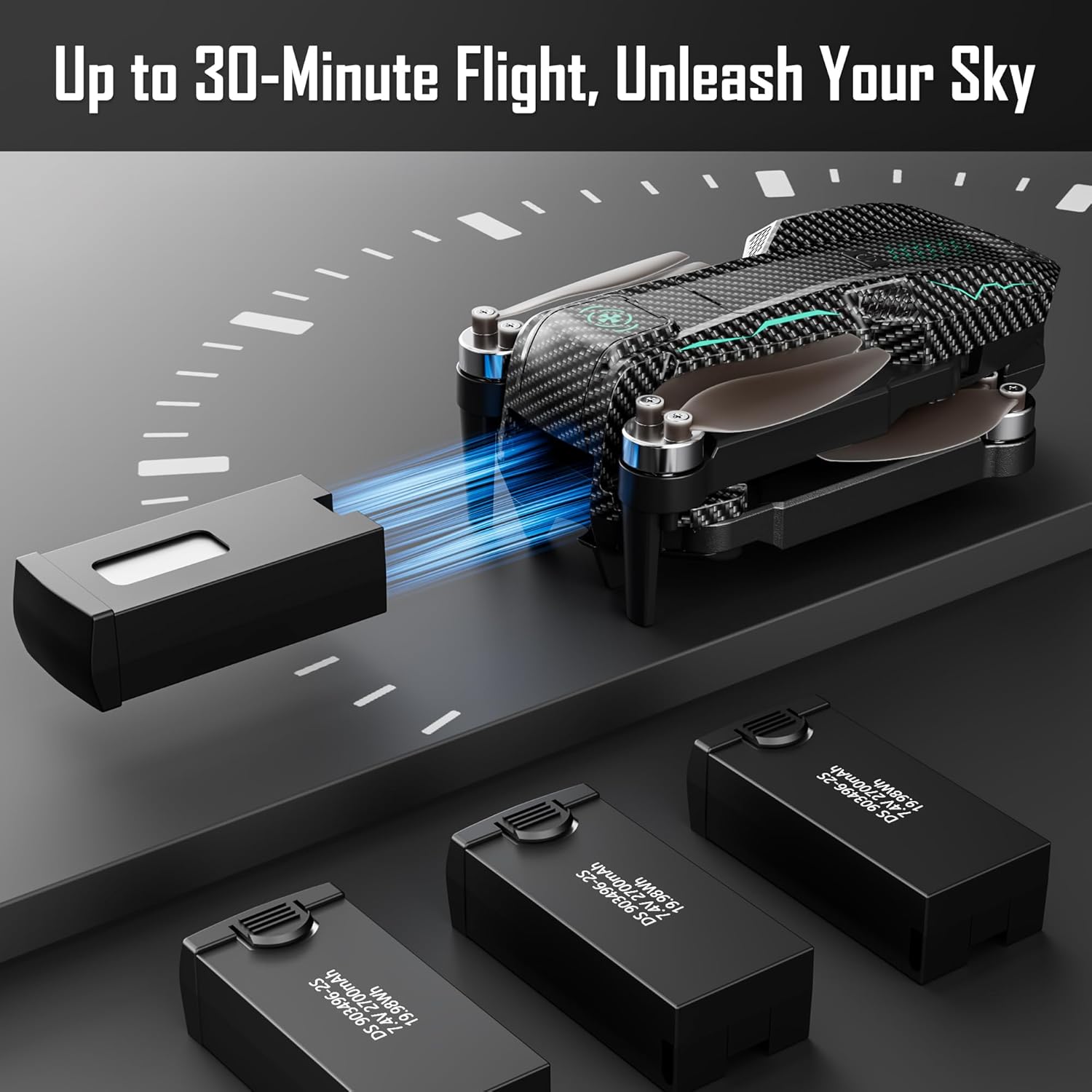 ZY80 PRO Drone Battery being inserted into the drone.