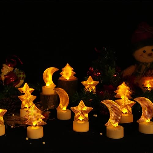 Miniatura 4 de 6 velas de té de luna (hierro), velas LED sin llama que funcionan con pilas para regalos de vacaciones, velas votivas LED mini eléctricas falsas
