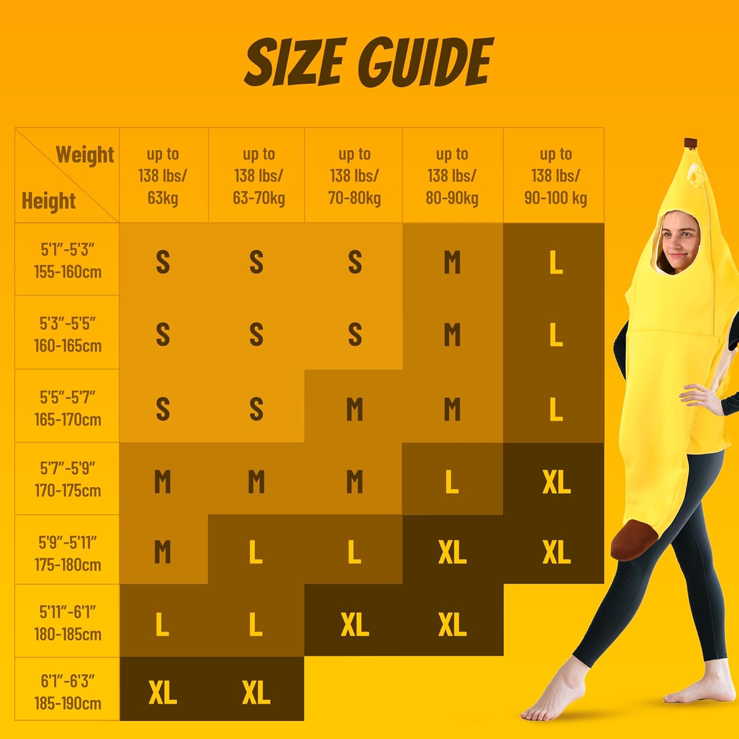 Banana Costume Glow in the Dark Fruit Halloween Costume for Adults, Funny Unisex Outfit- Party, Dress Up Cosplay - Image 8