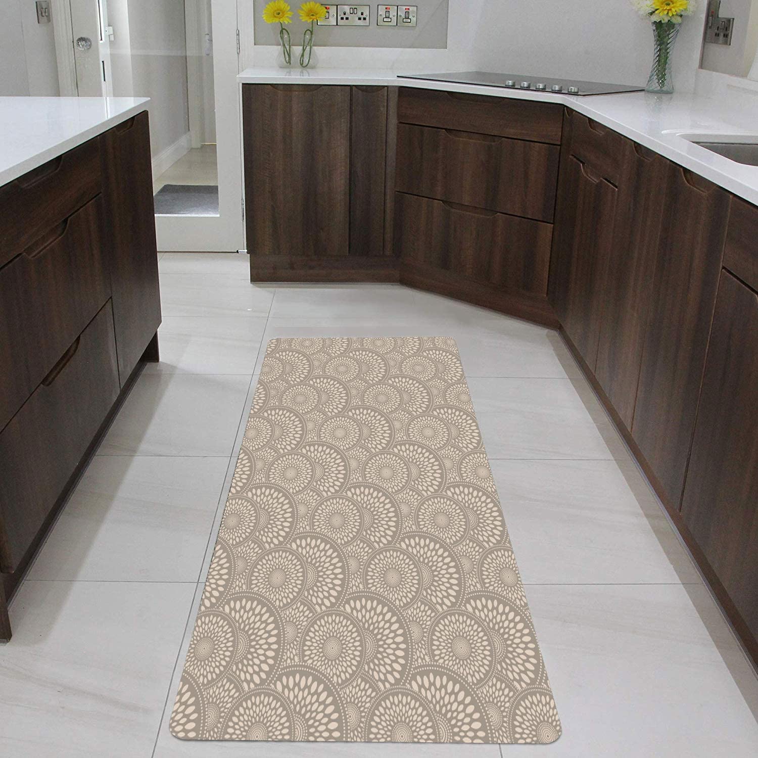Shape28 Runner Mat Ultra-Thin Kitchen Rug with Non Slip Rubber Backing 60 inches x 23 inches Color Latte 1S