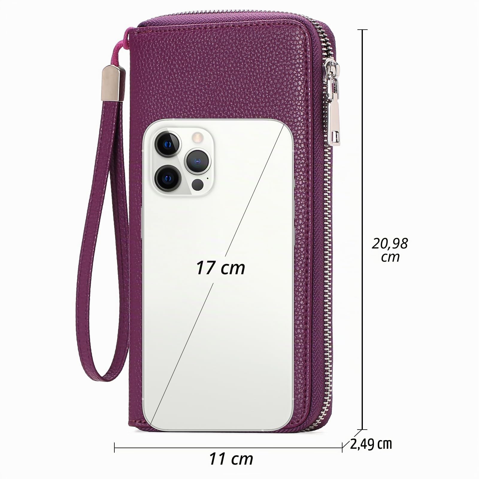 GAEKEAO Portafoglio Donna Grande in Pelle con Blocco RFID, Portamonete con Chiusura a Cerniera, Borsellino Idee Regalo