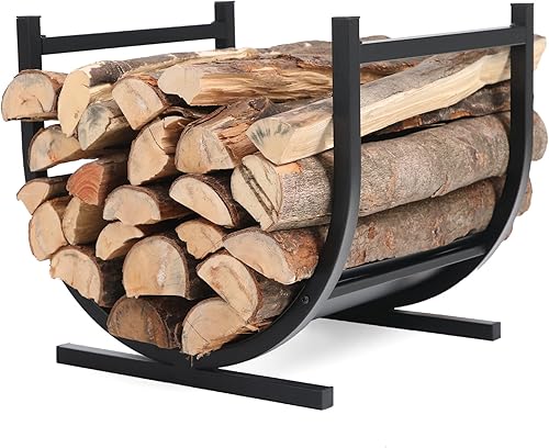 Miniatura 8 de GREEN PARTY Estante para leña de 20 pulgadas para interiores y exteriores, soporte de madera para chimenea, almacenamiento de leña y accesorios para