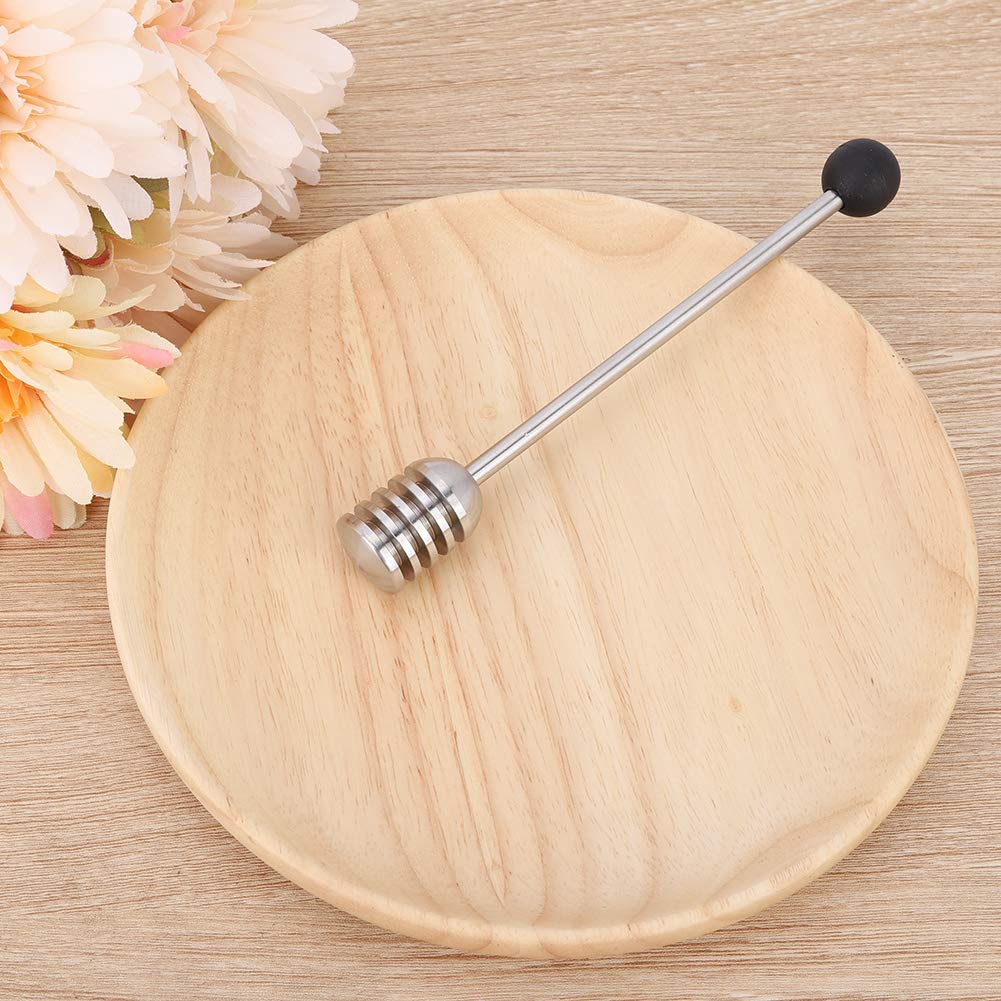 Honey Spoon Dipper, Stainless Steel Honey Spoon Dipper for Kitchen Cooking Tool, Long Handle with Deep Groove Mixing Stick(black)
