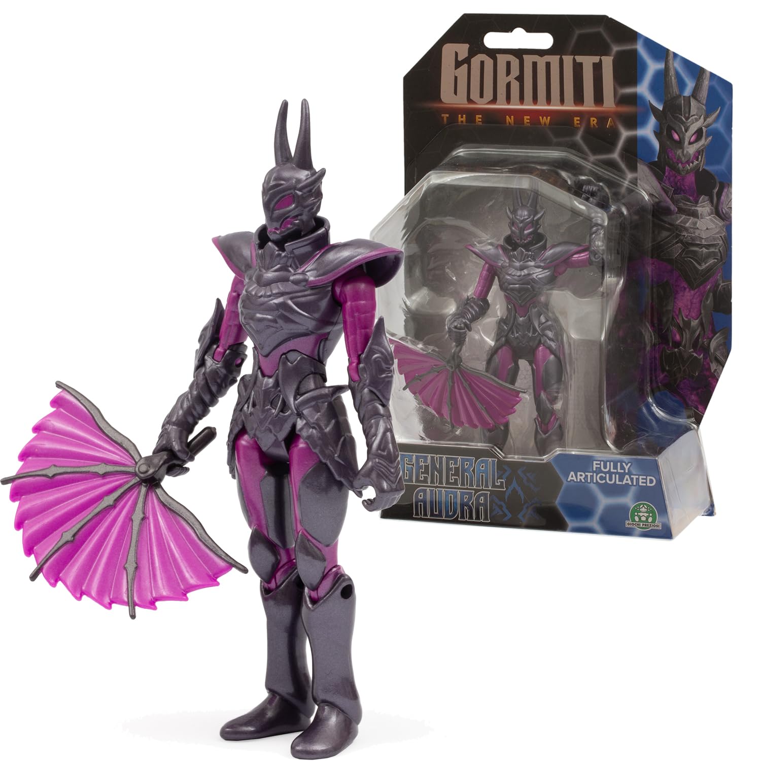 Gormiti The New Era, Evil Audra Villain Action Figure, 15cm Articulated Rival with Blade Fan Weapon, Detailed Collectible Toy for Kids Aged 4+