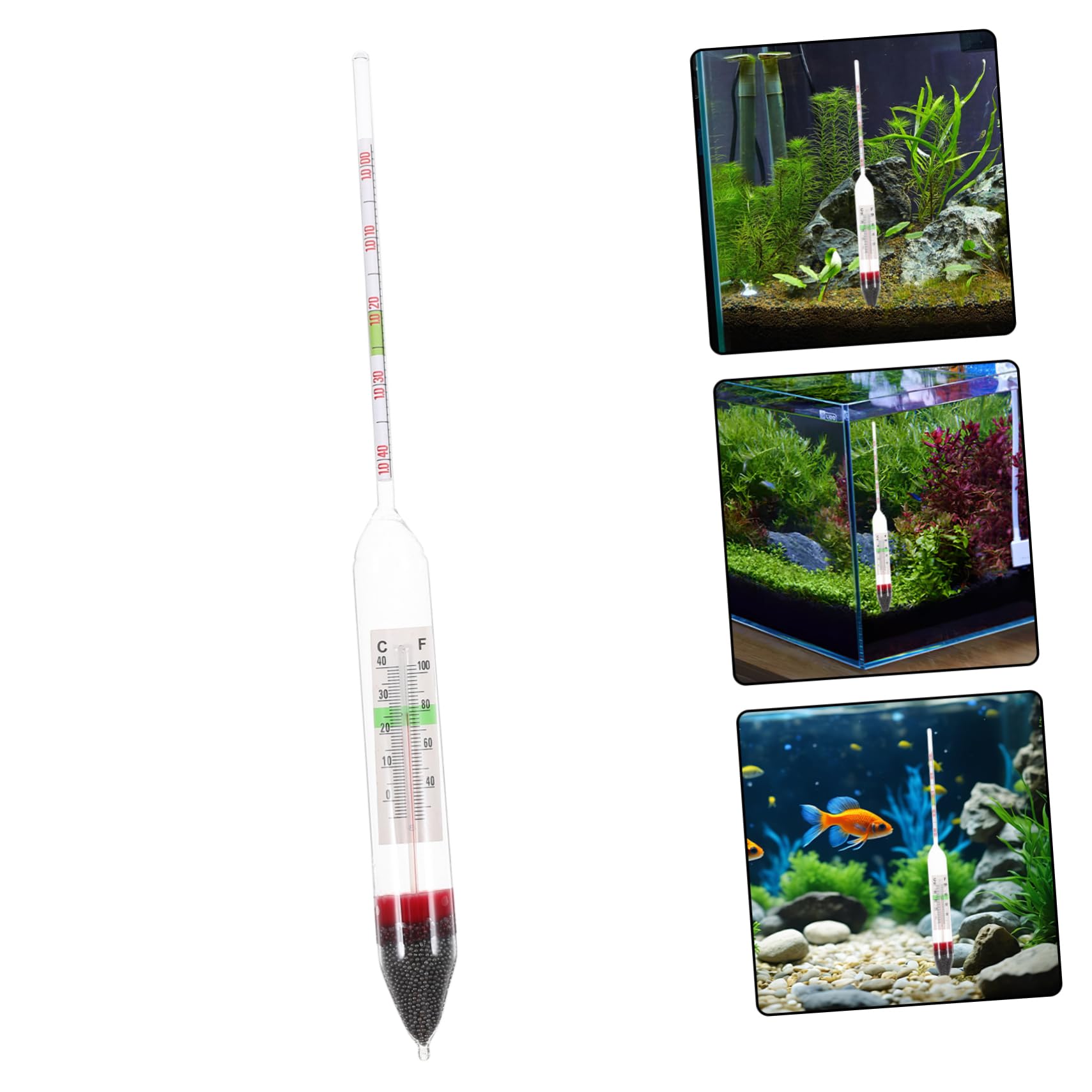 Densitometer für Aquarien und Meerwasserdensitometer aus Glas Schwimmendes Hydrometer zur Manuellen Salzgehaltsmessung von Wasserproben in Salz und Schwimmbadwasser