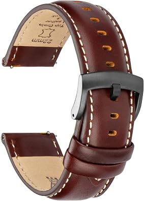 Leather Watch Bands Quick Release, Elegant Top Grain Leather Watch Straps Band Replacement for Men and Women, Watch and Smartwatch, Choice of Width 18mm 19mm 20mm 21mm 22mm