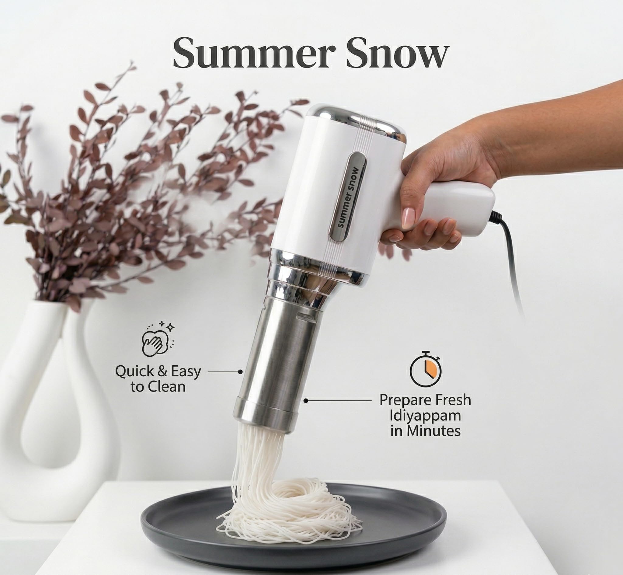 Summer Snow Machine à pâtes électrique pour Idiyappam, String Hoppers, nouilles, Murukku, Farsan Sev, presse-purée électrique