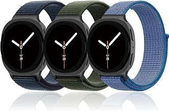 YuiYuKa 3Pcs Nylon Sport Loop Straps for Samsung Galaxy Watch 8 40mm 44mm/8 Classic Band 46mm Men Women, Soft Fabric Strap Solo Loop Sports Adjustable Bracelet for Samsung Watch 8/8 Classic