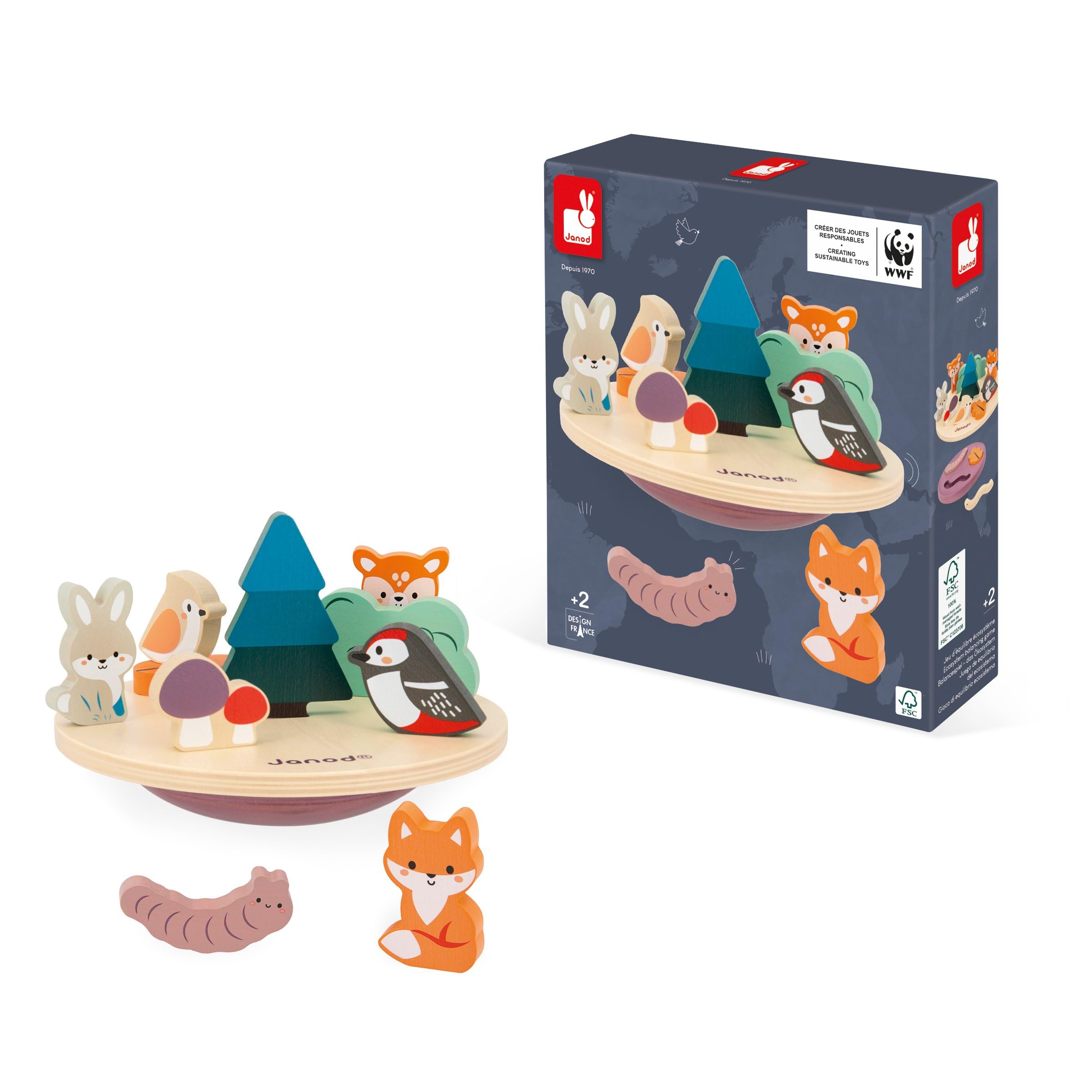 Janod - Jeu D'équilibre Flamant Rose En Bois - Jouet éducatif 3-6 Ans - Développe La Motricité