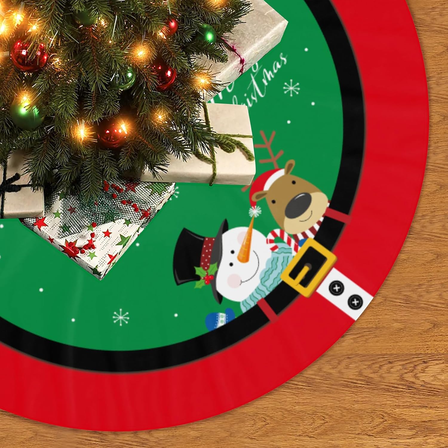 Christmas Tree Skirt 48 Inches Red and Green Tree Skirt