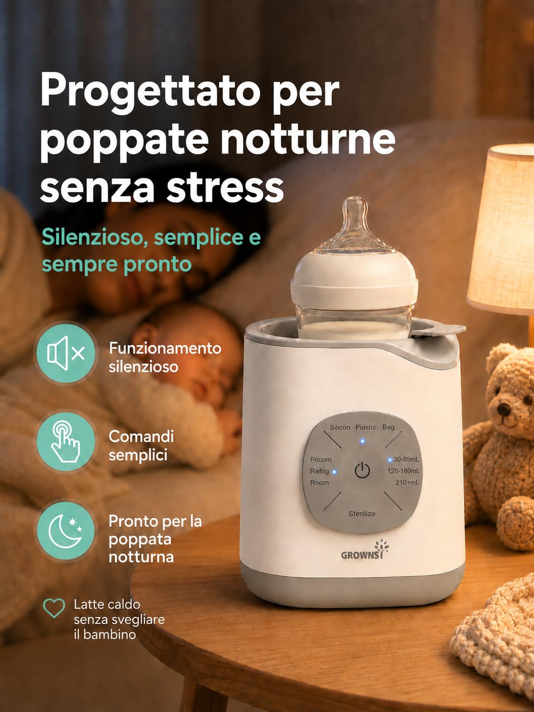 Scaldabiberon per bambini, riscaldamento rapido e caldo, sbrinamento, senza BPA, per bottiglie e alimenti per bambini 10 in 1, sterilizzatore per biberon controllo preciso della temperatura