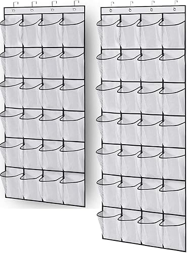MISSLO 24 + 28 bolsillos grandes sobre la puerta, organizador de zapatos de malla y sobre la puerta, organizador de zapatos colgante para armario