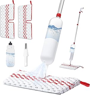 Spray Mop for Floor Cleaning, Dust Wet Mops for Floor Cleaning with 2 Washable Double-Sided Microfiber Pads, 650ML Refillable Bottle, Dry Wet Floor Mop for Hardwood Laminate and More Floors