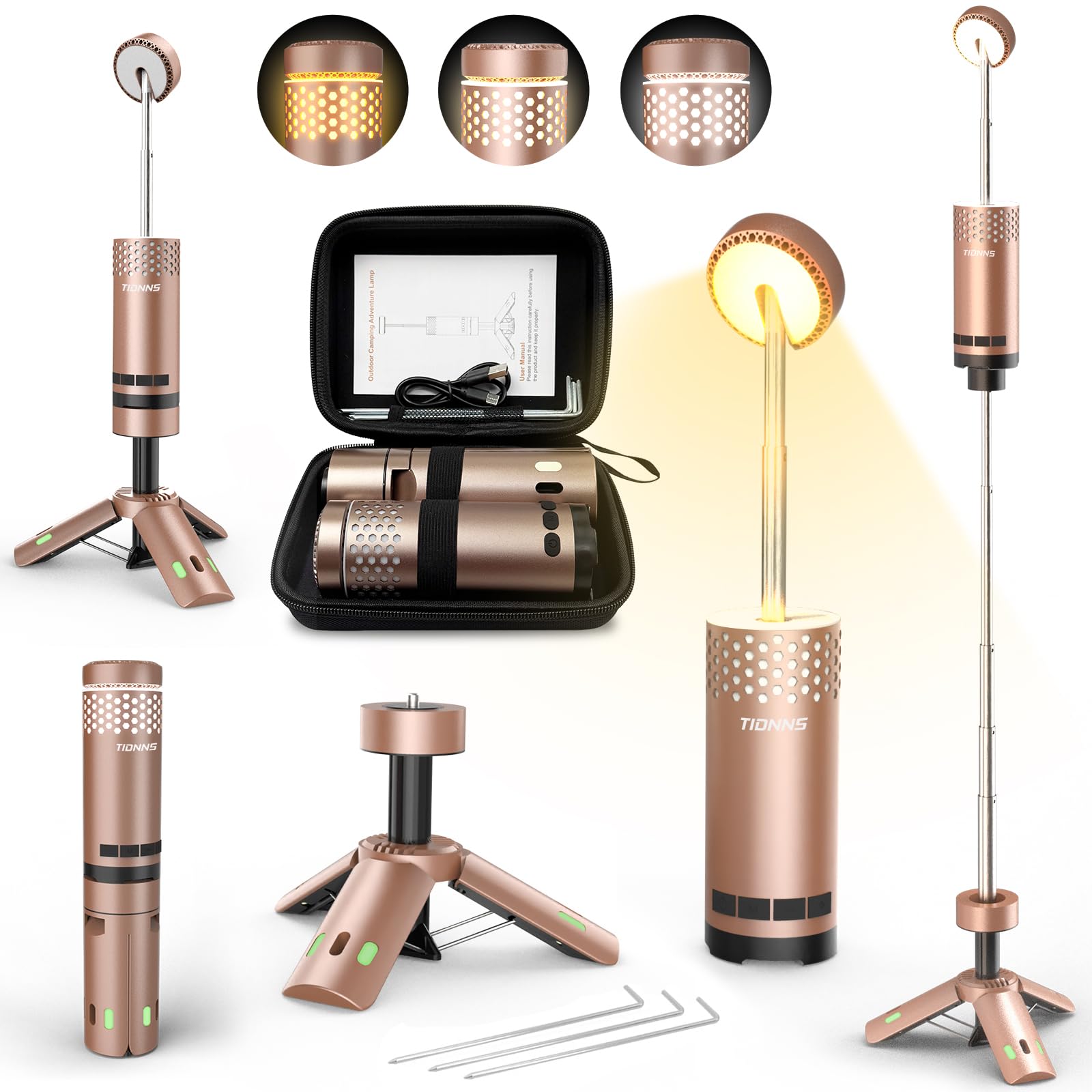 Wiederaufladbare Campingleuchten mit Ständer, Pro Roségold