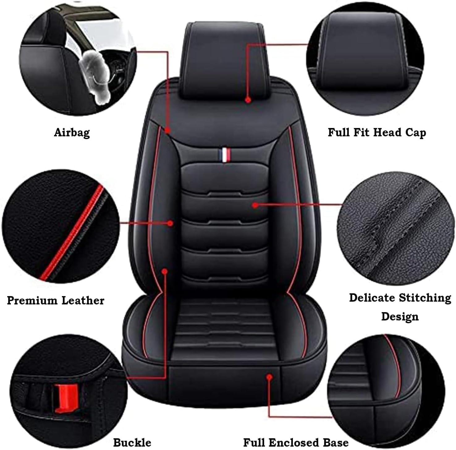 Vordersitze Set Auto Sitzbezüge für VW Amarok 2009-2024 2025, Schonbezug Autositz Wasserdicht rutschfest Vordersitze Autositzschutz Innenraum Zubehör,B/Black and Red