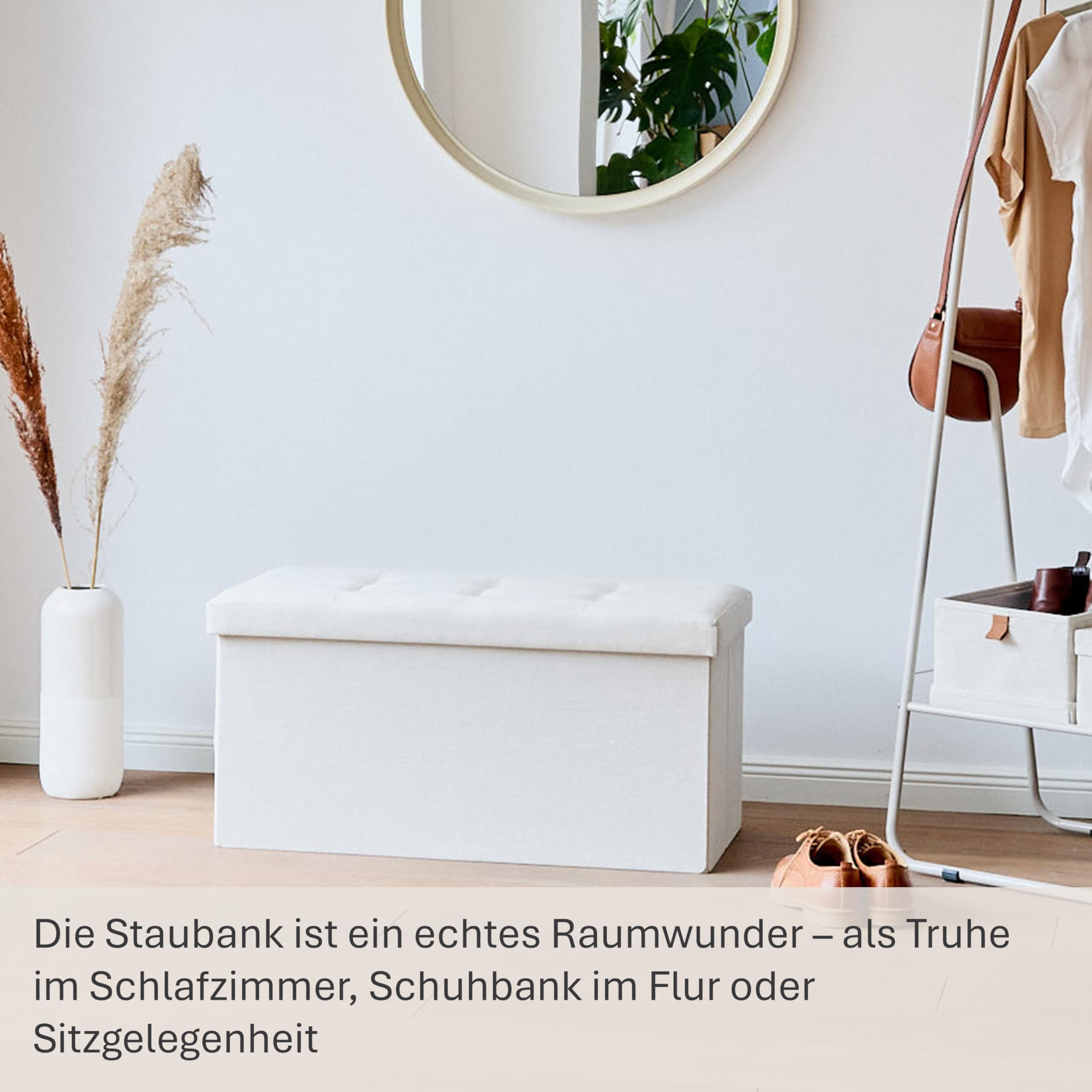 Weiße Sitzbank Mit Stauraum – Stilvolle Aufbewahrungsbox 84x42x46 Cm Für Wohnzimmer, Flur & Schlafzimmer