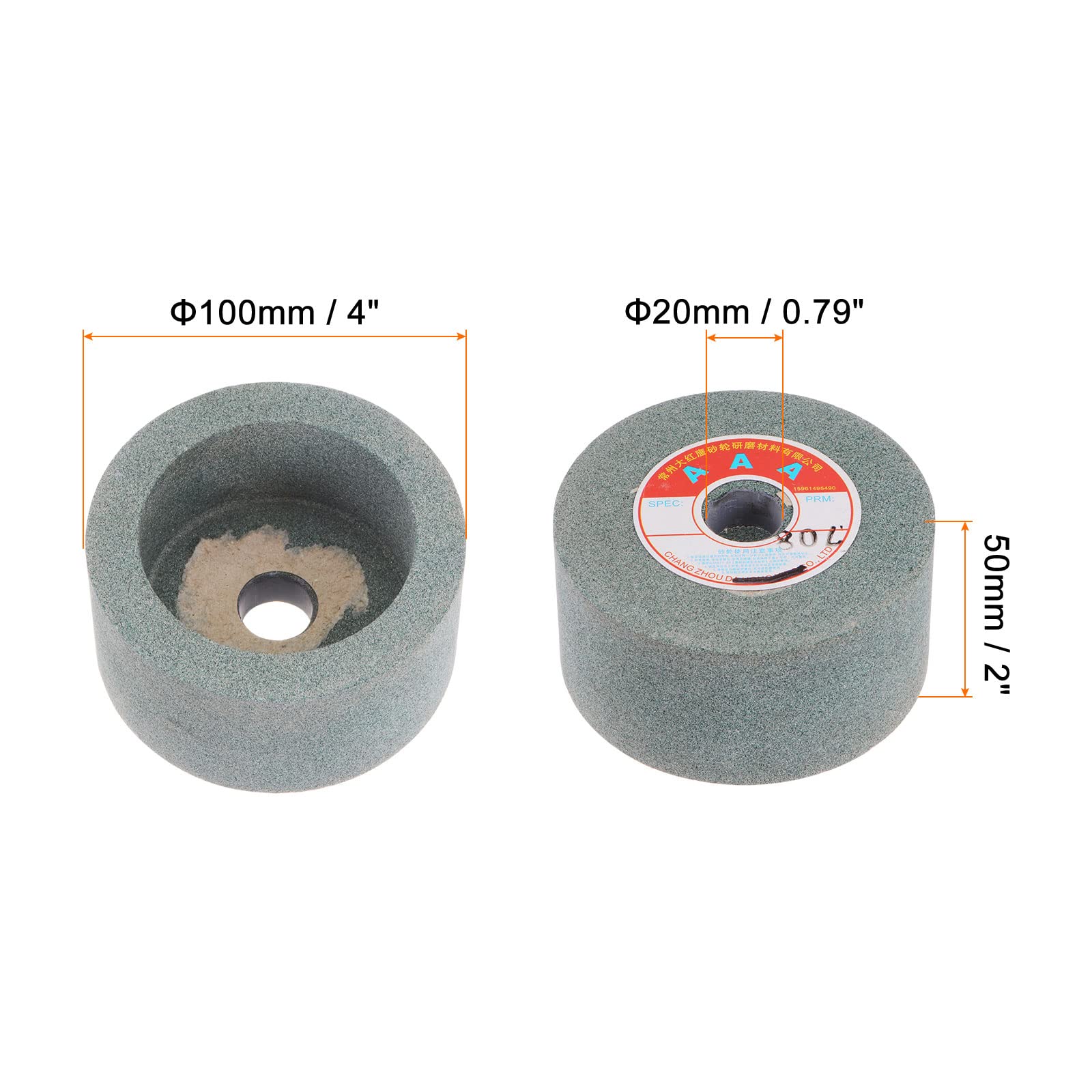 sourcing map Tasse Meulage Meule 4 pouce 80 Grains Silicium Carbure Tasse Abrasif Roue Vert Aluminium Oxyde pour Couteau Affûtage Machine Abrasif Outil