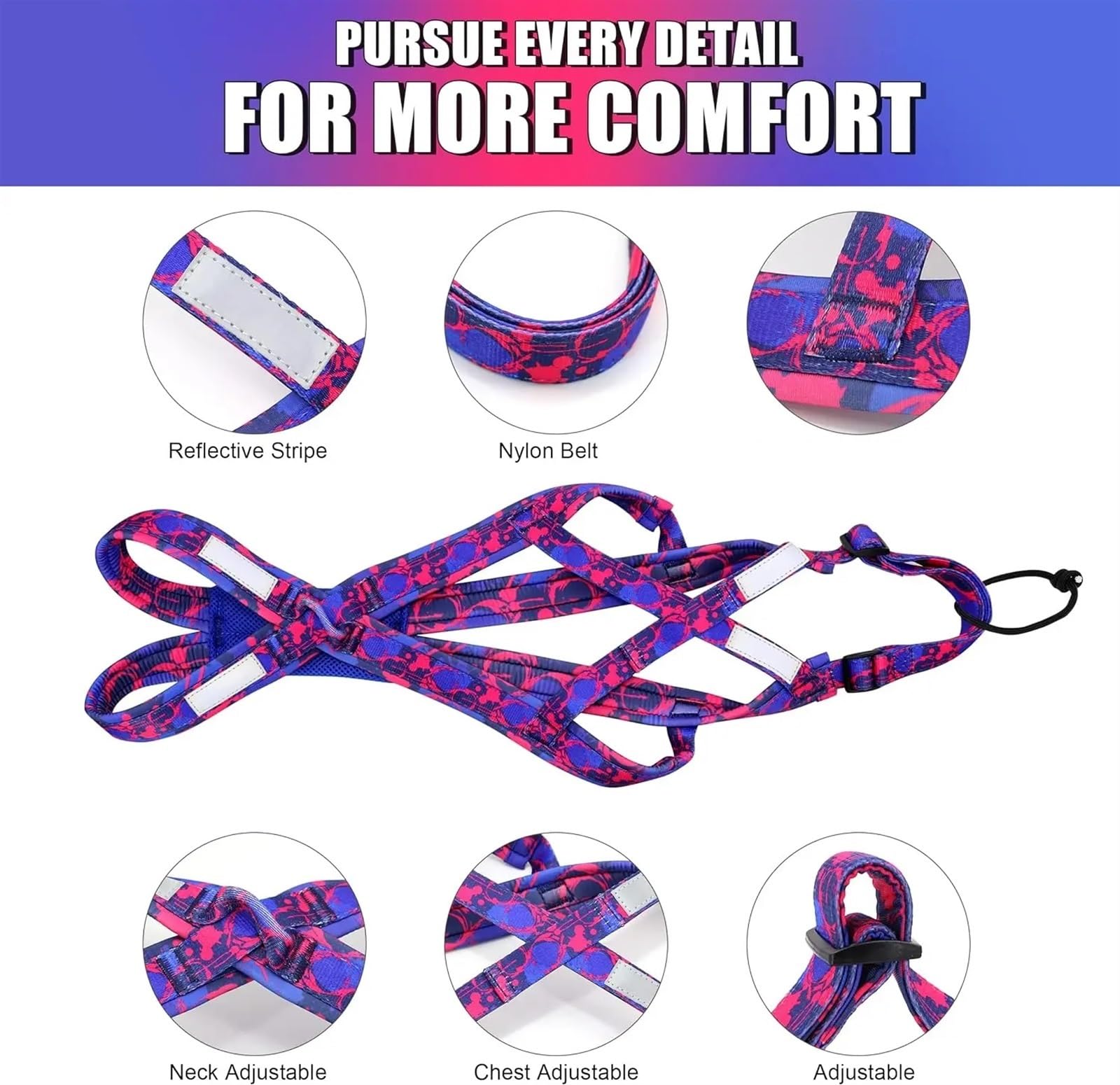 Arnés for Perros con Peso for Tirar, Entrenamiento de Velocidad, Ejercicio, arnés de Trineo for Perros medianos y Grandes Arnés Deportivo para Perros(Purple,M)