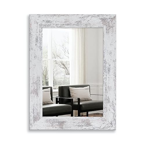 Syndra Wood Mirror with Frame, Rustic 24X32 Inch Wall Mounted