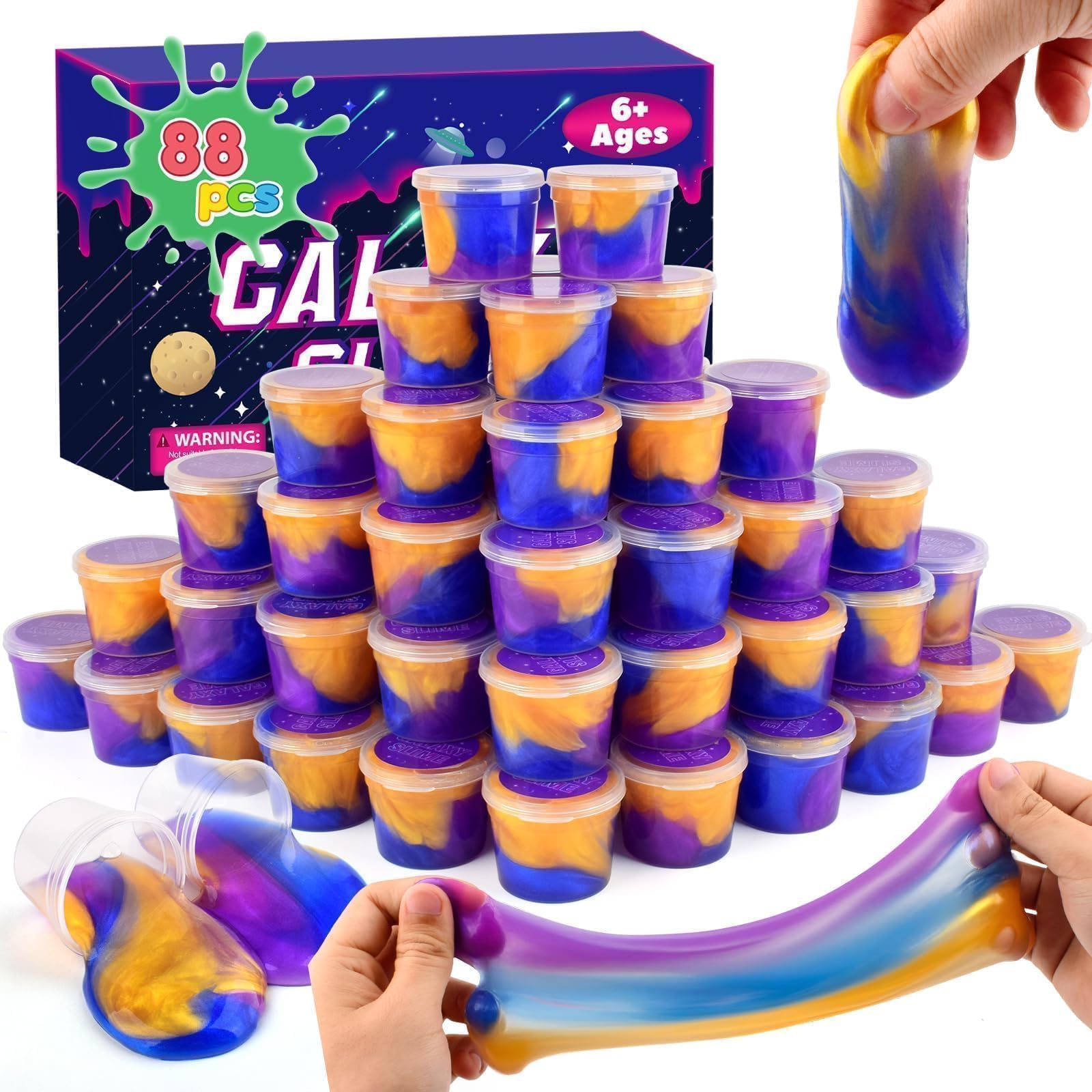 Slime 88 Pack Galaxy Slime Kit, Slime Advent Calendar Party Favors for Kids, Non Sticky, Soft Sludge Toy Mini Slime Bulk for Boys Girl, Birthday