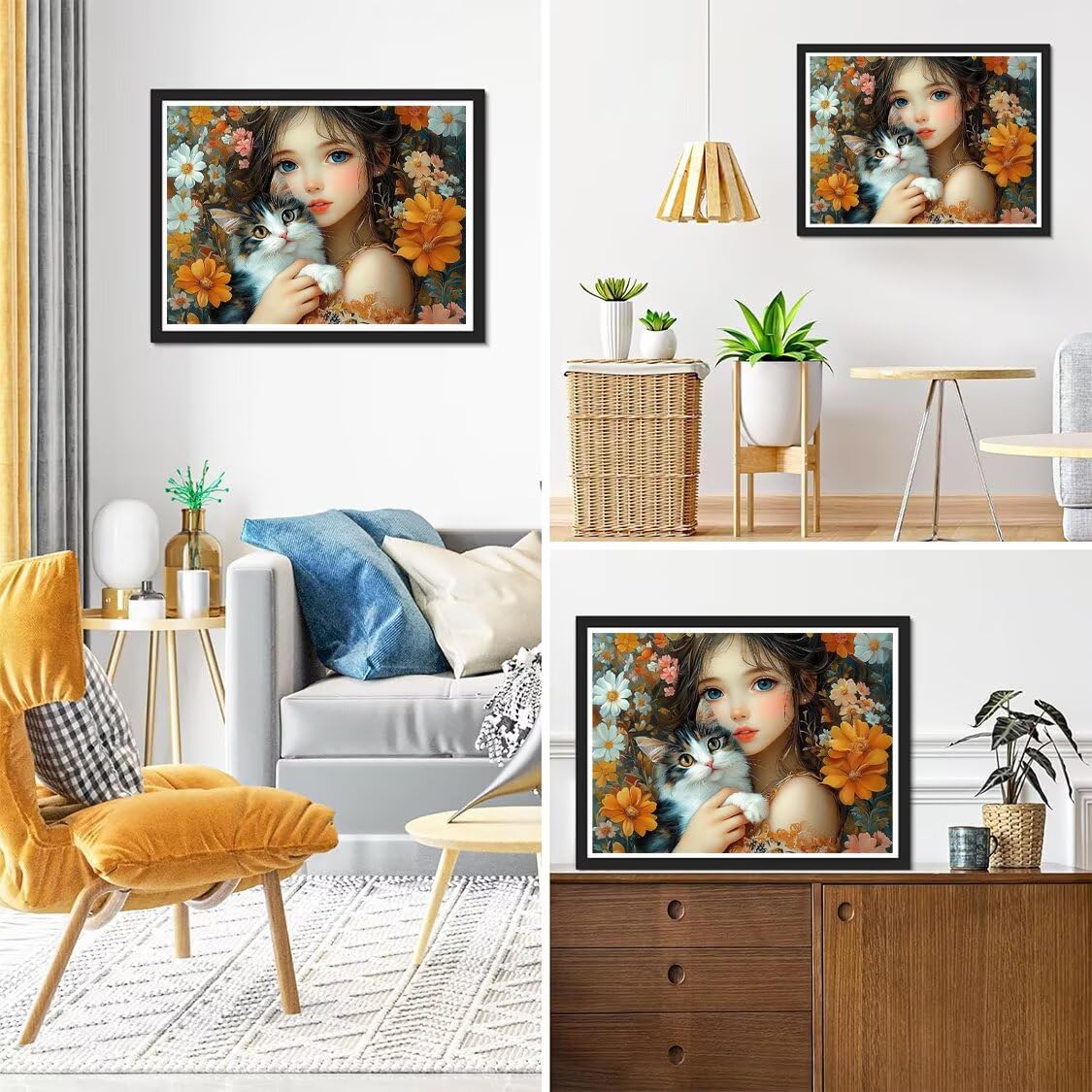Mädchen Diamond Painting Erwachsene für Bastelset Kinder ab 6 Jahre, 5D Amazon Diamond Painting Viereckige Steine Katze, DIY Full Diamant Set für Wanddeko Hauswand Festival Geschenke 90x70cm C3-216