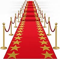 Vista 9 de Woanger Camino de noche de película de plástico con estrella dorada de 30 μm de grosor, alfombra roja para decoración de pasillo, piso, pasarela