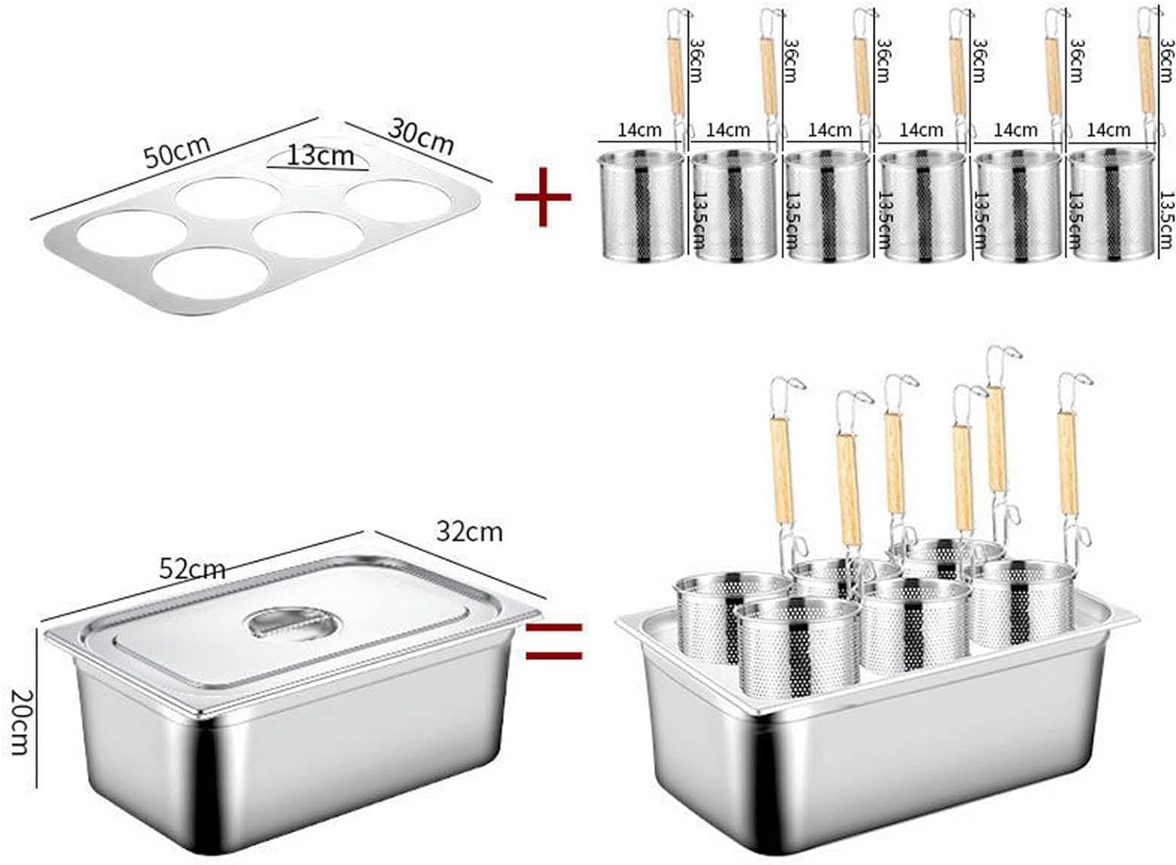 Set di Inserti per pentola per Pasta Professionale con Coperchio, Adatta a pentole Multiuso in Acciaio Inox con 2, 4 o 6 Fori per Cucinare Verdure e Frutti di Mare.