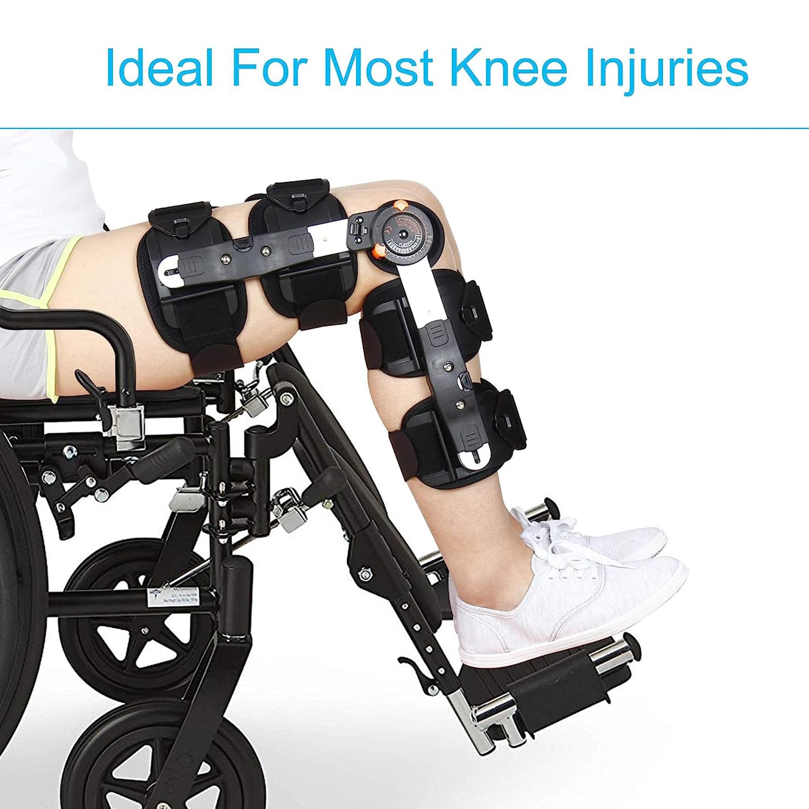 Soporte de rodilla con bisagras, inmovilizador de recuperación de soporte de rodilla ajustable, correas cruzadas ajustables que ayudan a estabilizar la rodilla, para artritis/ACL/desgarro de menisco