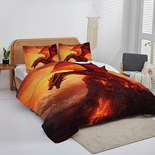 Miniatura 4 de Edredón de dragón individual para niños, adolescentes y adultos, edredón de dragón tamaño California King, edredón de dragón individual, ligero,