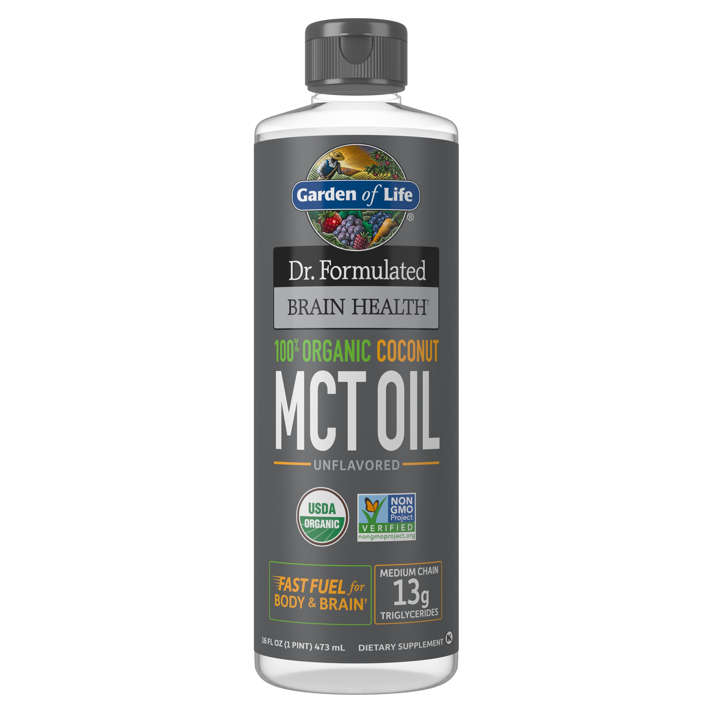GARDEN OF LIFE DR. FORMULATED BRAIN HEALTH ORG COCONUT MCT OIL 16OZ:2222