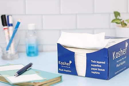 Kosher 2 Ply Tissue Paper Napkins, Pluck Napkins box, 50 Napkins each, Pack of 4