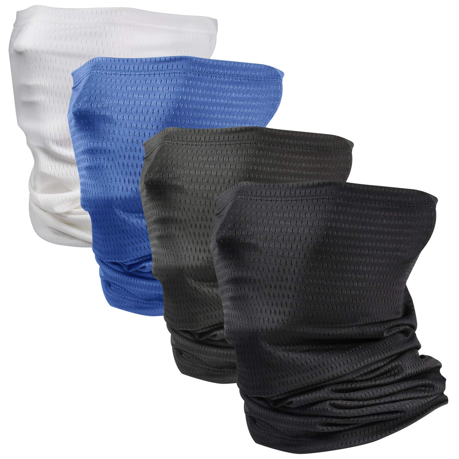 4 Pack Cooling Neck Gaiter for Men Summer Sun Dust Protection Fishing Balaclava Face Mask Scarf Running Breathable Elastic Gator Neck Face Masks Headband Bandana Face Cover Gator Mask 4P