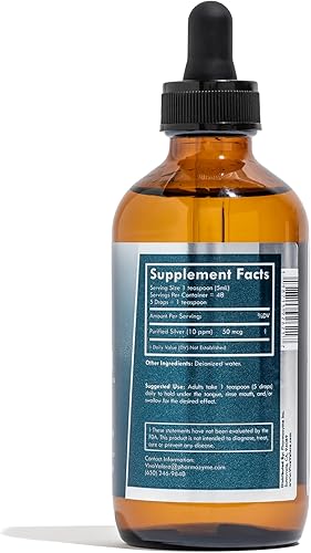 Miniatura 8 de Plata coloidal 10 PPM - Nano Silver Liquid bioactivo, botella de vidrio ámbar de 8 onzas (8.0 fl oz), vegano y sin conservantes, probado por