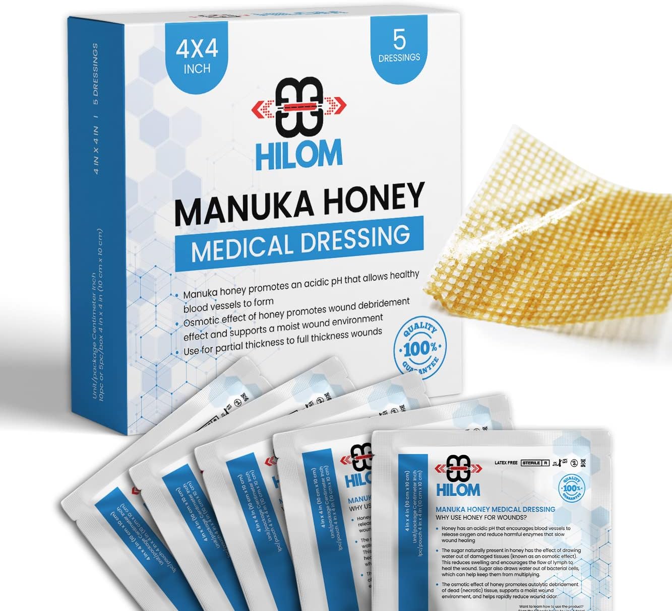 Hilom Manuka Honey Gauze Dressing 4 inch x 4 inch (5 Pack)