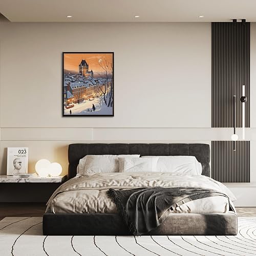 Miniatura 3 de Afusvoe Kit de pintura de diamantes de Navidad para adultos, diseño de atardecer de ciudad de invierno, arte de piedras preciosas de cristal