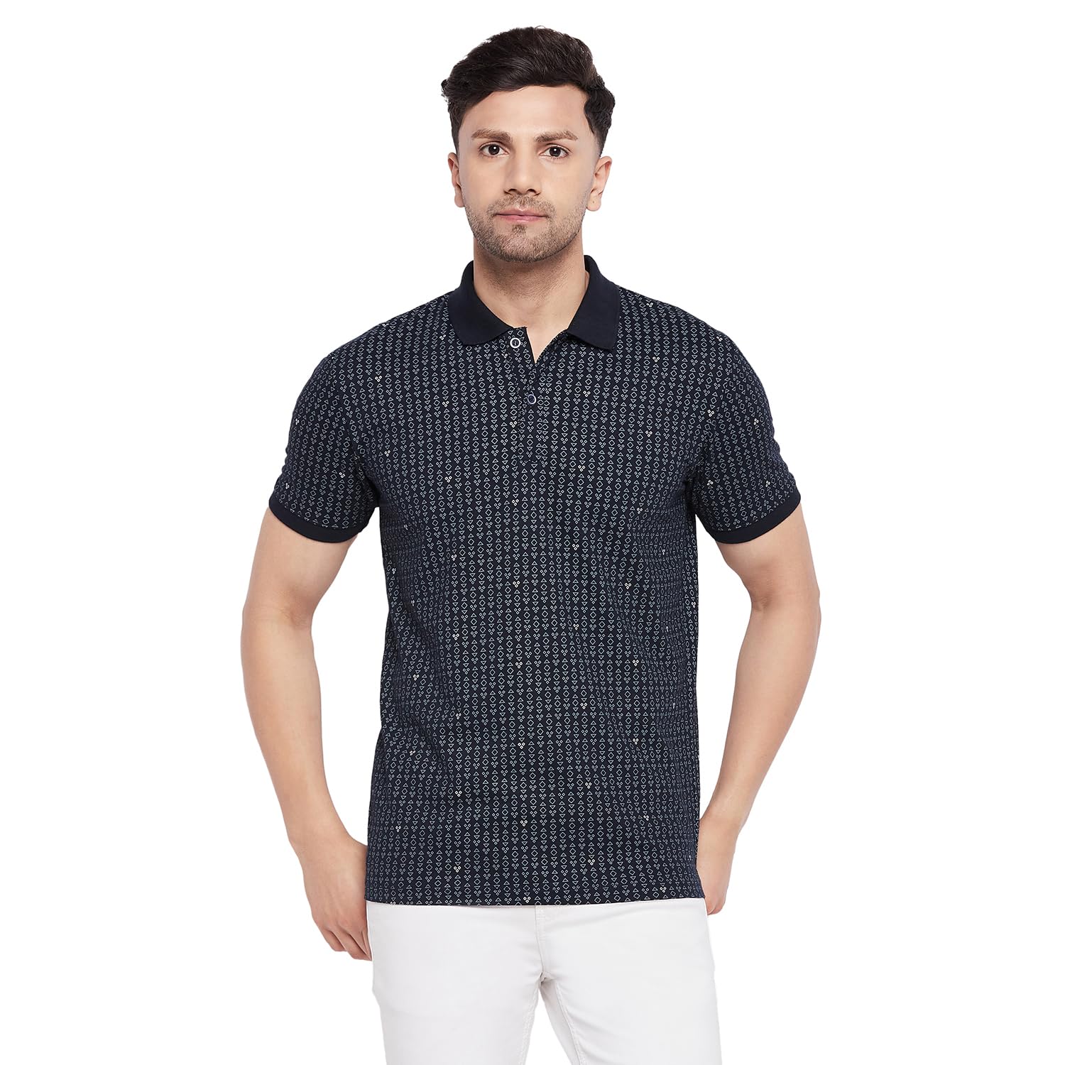 WILD WEST Mens Polo Neck All Over Printed Half Sleeve Tshirt for Men's (CD)