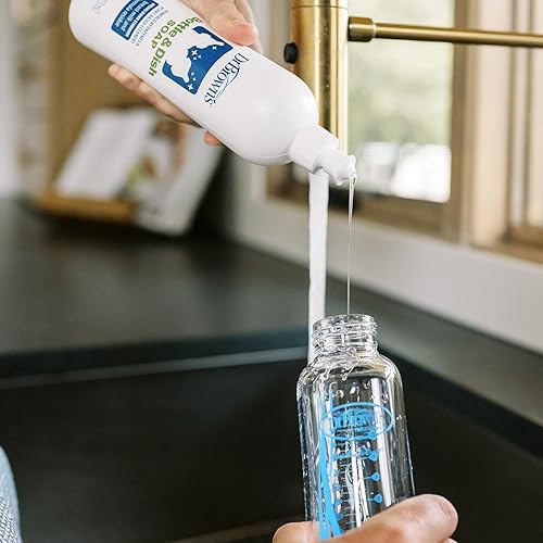 Miniatura 11 de Dr. Brown's Cepillo de limpieza de biberones de esponja reutilizable, color rosa, paquete de 1 y jabón para platos sin fragancia, 16 onzas