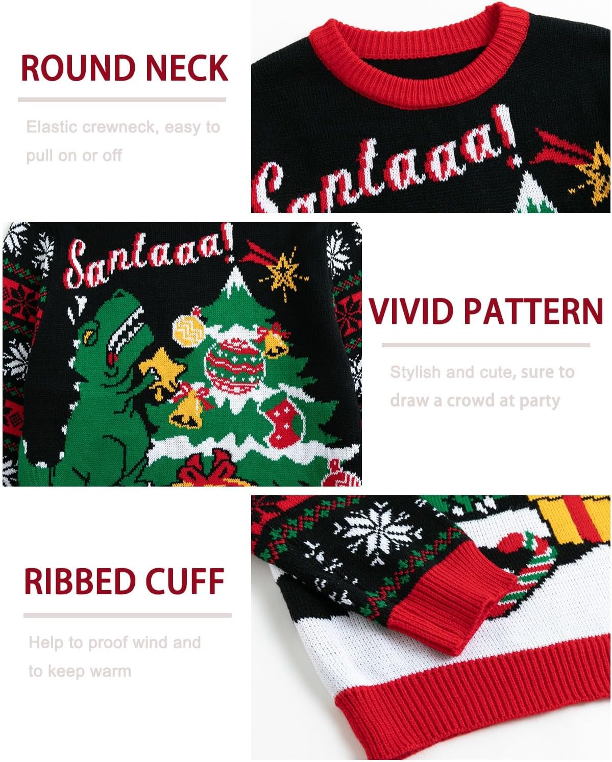 LANPULUX Ugly Christmas Sweaters for Women Pullover Christmas Sweater Funny Novelty Sweater Tops Knitted Party Jumper - Image 3