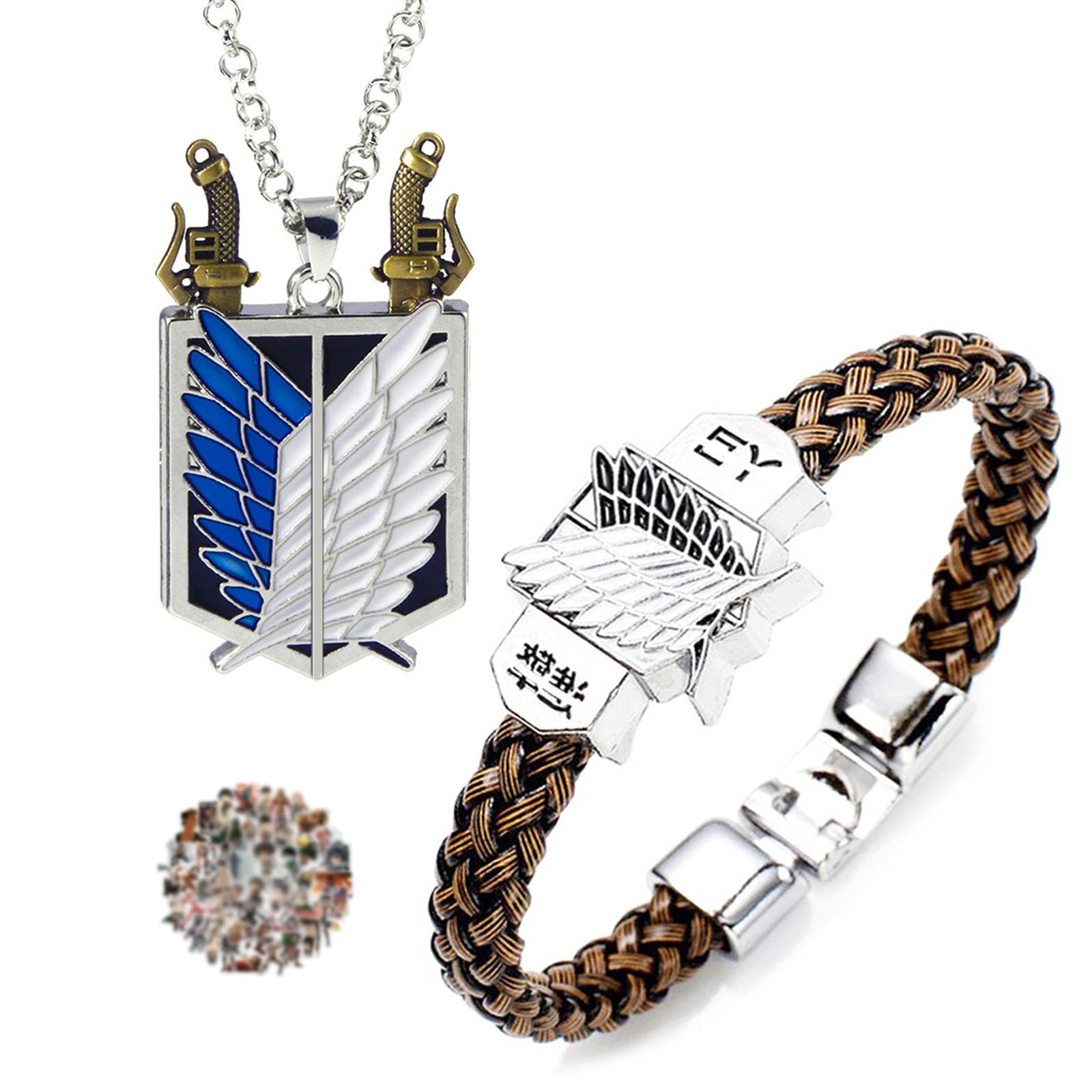 Attack Anime Necklace On T. cosplay Bracelet Fans Gifts for Men Women Including Stickers Total 22 pcs