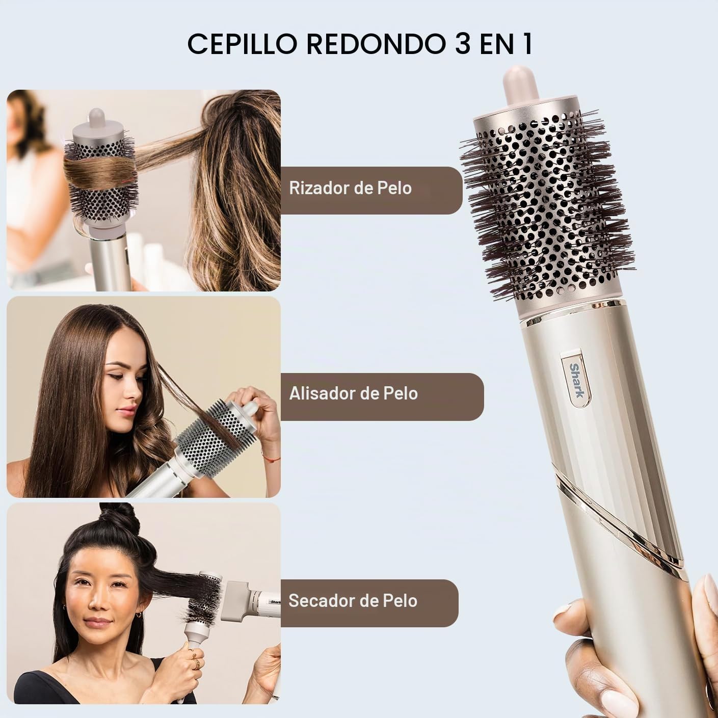 Cepillo redondo grande para secador Shark FlexStyle, cepillo redondo de volumen para cepillo de aire caliente de volumen jumbo para cabello liso, rizado, ondulado, accesorios para todo tipo de cabello
