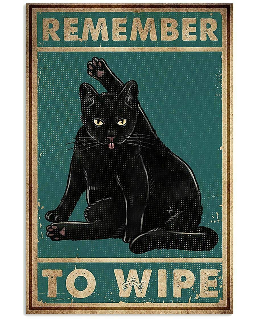 Cat Remember to Wipe Tin Sign Retro Kitchen Restaurant Farm Bathroom People Cave Farm Wall Decoration Iron Metal Plate 8x12inch