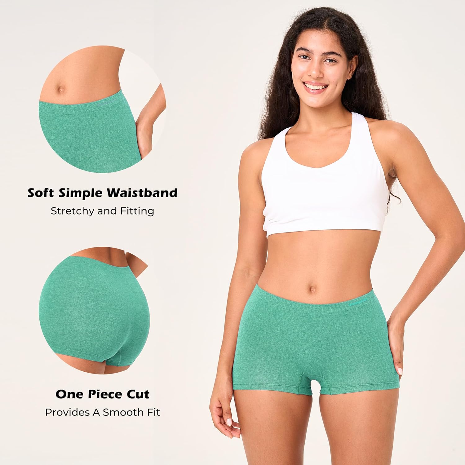 BAMBOO COOL Womens Boyshort Panties Seamless Underwear Boxer Briefs For Ladies 5 Pack - Image 3