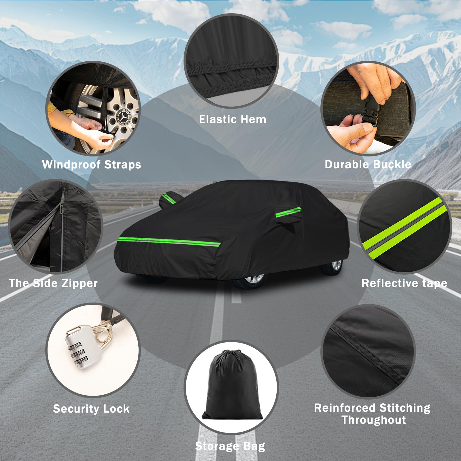 Car Cover Custom Fit for Toyota Corolla 2000-2025 Waterproof All Weather Full Exterior Cover Rain Sun Protector with — view 3