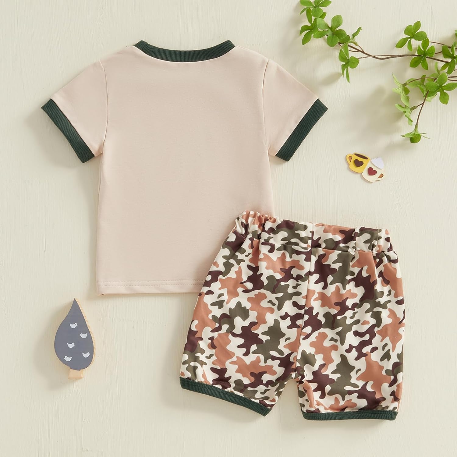 Toddler Baby Boy Summer Clothes Duck Print Short Sleeves T-Shirt Elastic Camouflage Shorts 2 Piece Outfit - Image 2